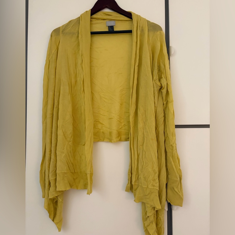 H&M Mustard Yellow Open-Front Draped Cardigan